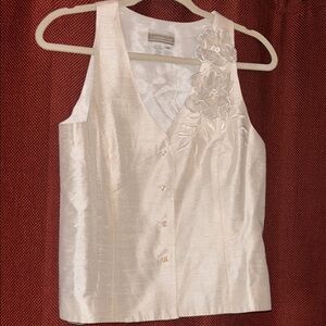 Coldwater Creek Cream Silk Vest Y2K